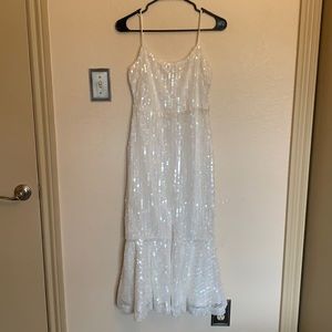 Spaghetti strap sequin mermaid dress with slit - size small